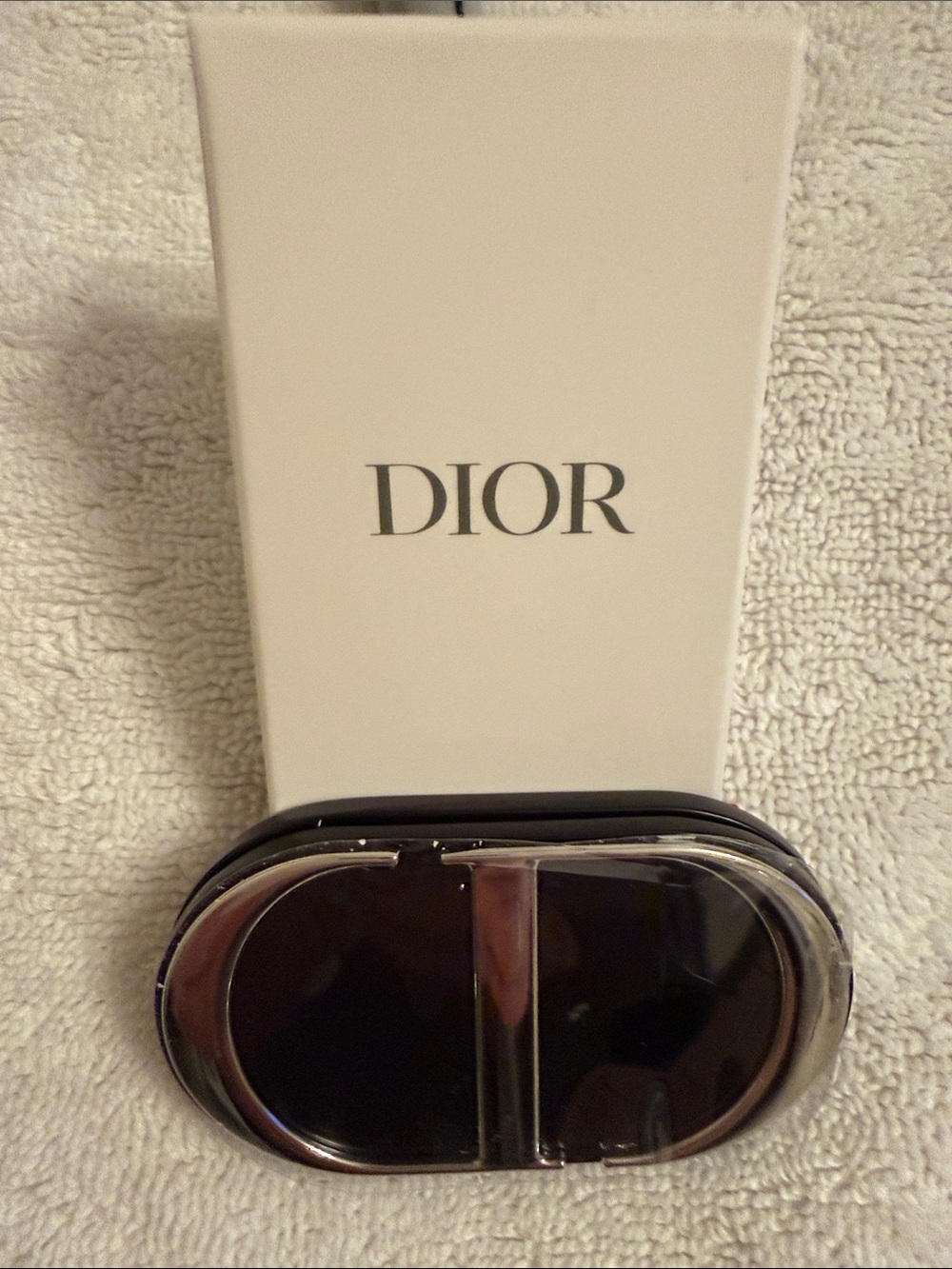 Dior black Phone Ring, silver tone CD